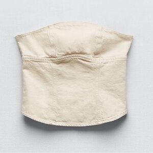 Zara Ecru Denim Strapless Top